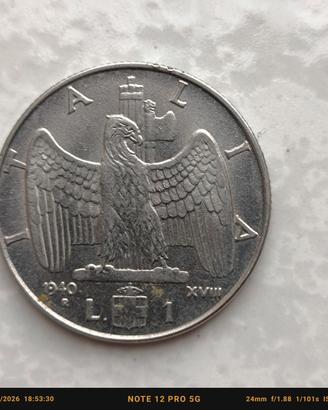 moneta una lira 1940