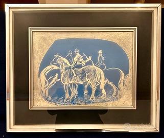 GIUSEPPE CESETTI TRE FANTINI SU LASTA DI ARGENTO