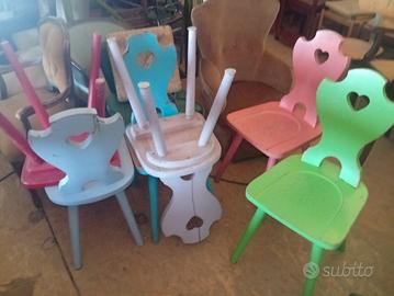set di 6 sedie in legno colorate