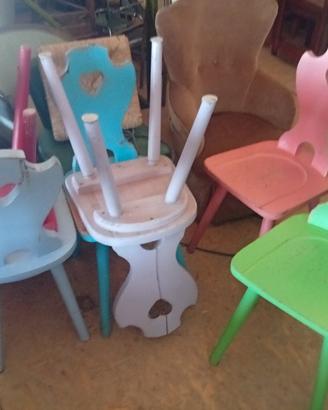 set di 6 sedie in legno colorate