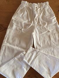 Pantalone bianco donna misura 36 elastico in vita 