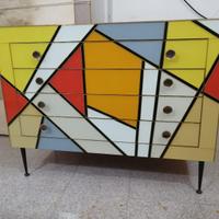 Cassettiera Design Vintage in vetro colorato