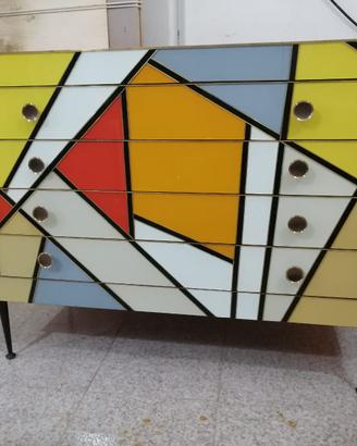 Cassettiera Design Vintage in vetro colorato