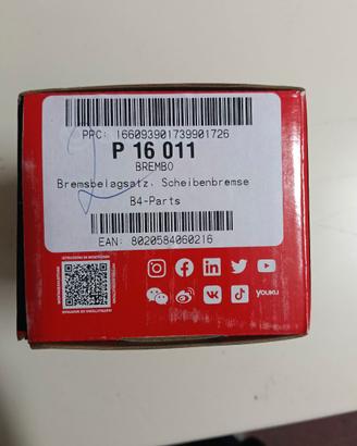 Brembo Prime P 16 011 kit pastiglie freni