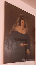 Quadro antico ad olio donna nobile