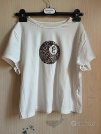 Maglia croptop bianca e leopardata