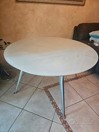 Tavolo tondo allungabile in cristallo satinato