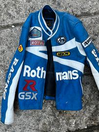 Giubotto moto vera pelle vintage rohtmans suzuki