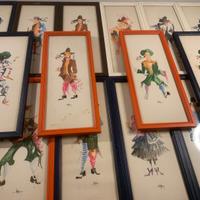 Lotto di 16 acquarelli Maschere Veneziane