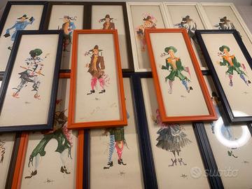 Lotto di 16 acquarelli Maschere Veneziane