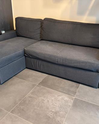 divano letto in tessuto con contenitore