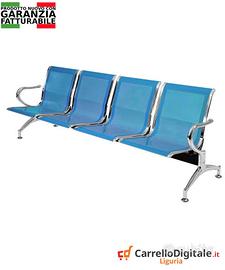 panca da attesa in acciaio colore blu 4 posti