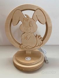Lampada LED CONIGLIO - RABBIT in legno