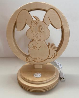 Lampada LED CONIGLIO - RABBIT in legno