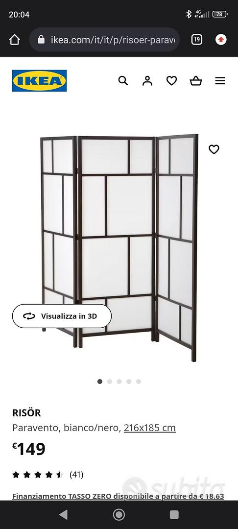 RISÖR Paravento, bianco, nero, 216x185 cm - IKEA Italia