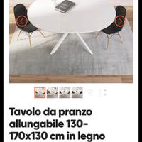 Tavolo da pranzo allung 130x170 bianco