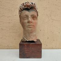 Scultura design testa in terracotta Aldo Dezza