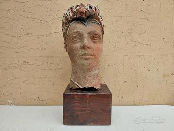 Scultura design testa in terracotta Aldo Dezza