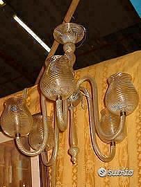 1930 Lampadario di Venini foglia oro 5 luci