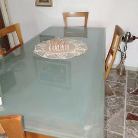 tavolo di due metri in noce e cristallo 