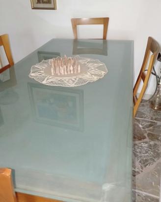 tavolo di due metri in noce e cristallo 