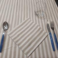 Tovaglie e Tovaglioli Cotone Rigato Bianco e Beige