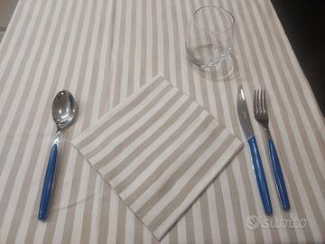 Tovaglie e Tovaglioli Cotone Rigato Bianco e Beige