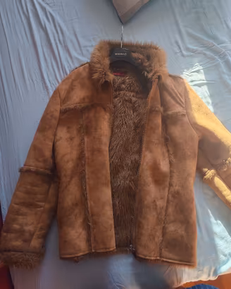 Pellicciotto bomber uomo marrone pelliccia caldo