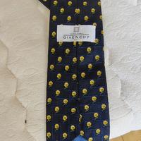Cravatta Givenchy blu con rose gialle 