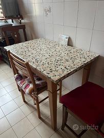 tavolo cucina con top vero marmo carrara 100x65