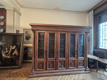 LIBRERIA IN NOCE STILE RINASCIMENTALE