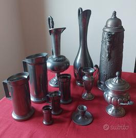 Lotto 11 oggetti peltro 95% vintage 