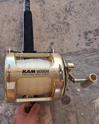 canna da traina e pesca al tonno con mulinello