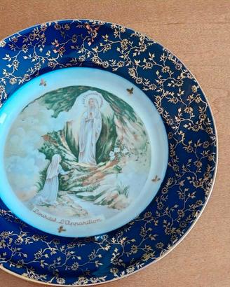 "Lourdes l'Apparition" - Porcellana Blu e Oro