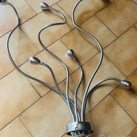 Lampadario in acciaio con 6 rami flessibili