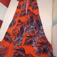 vestito donna rosso corallo, nero e bianco 