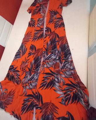 vestito donna rosso corallo, nero e bianco 