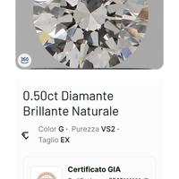 Diamante naturale certificato GIA ct 0,50