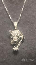 Collana con Giaguaro zirgoni e occhi con smeraldi