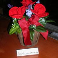 Fiori uncinetto - tre rose rosse