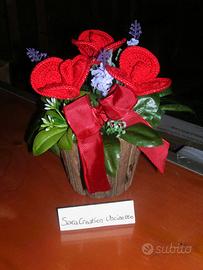Fiori uncinetto - tre rose rosse