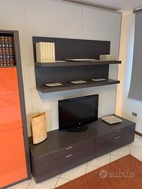 SOGGIORNO PARETE TV IN ROVERE GRIGIO
