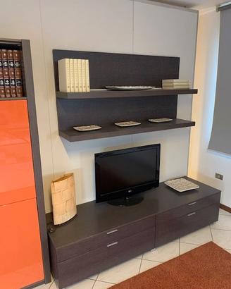 SOGGIORNO PARETE TV IN ROVERE GRIGIO
