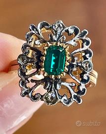 Anello vintage argento 800 placcato oro