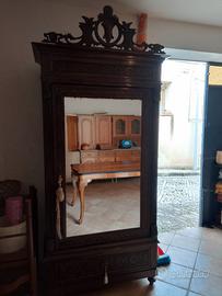 Armadio a specchio e  Letto in Ferro Battuto