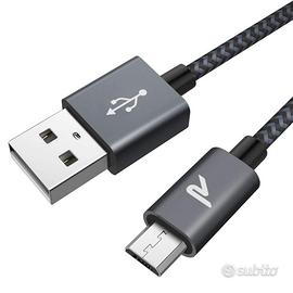 RAMPOW Cavo Micro USB (2M-Nylon, Grigio,1 pz)