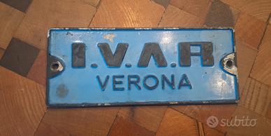 Targhetta  I.V.A.R.  Verona 