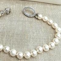 Bracciale Perle A,Salata 7 mm Argento con zirconi