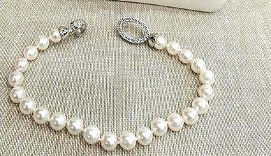 Bracciale Perle A,Salata 7 mm Argento con zirconi