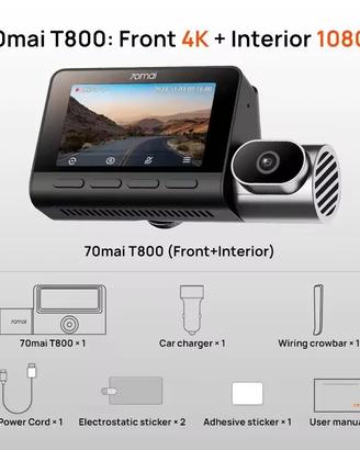 DVR 70mai T800 4K + 128 GB nuovo sigillato 